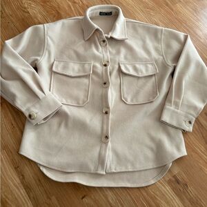 Cream Button-Up Shirt shacket jacket